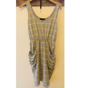 Aqua ruched pocket stripe dress